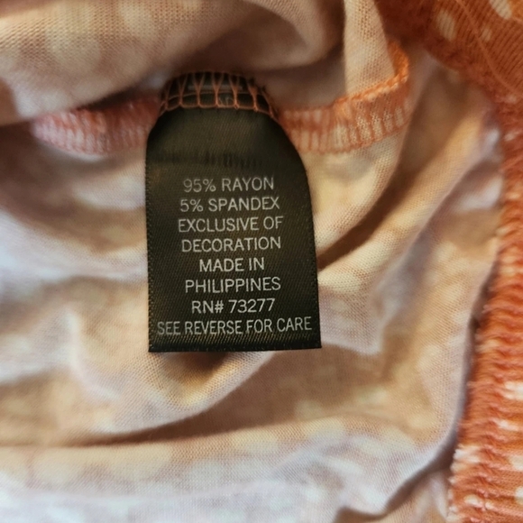 Simply Vera VeraWang Size L Woman’s Long Sleeve Top. Orange and White. - Picture 4 of 5